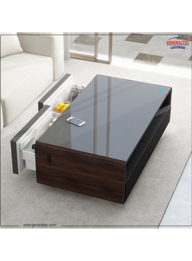 Generaltec Smart Refrigerator and Digital Music Table, Bluetooth/USB Speaker, Tempered Glass, Touch Control, Dual USB Charging, 135L (65L+70L) Capacity, Wireless Mobile Charging 15W, Electric Ports, with RGB lights - Image 5