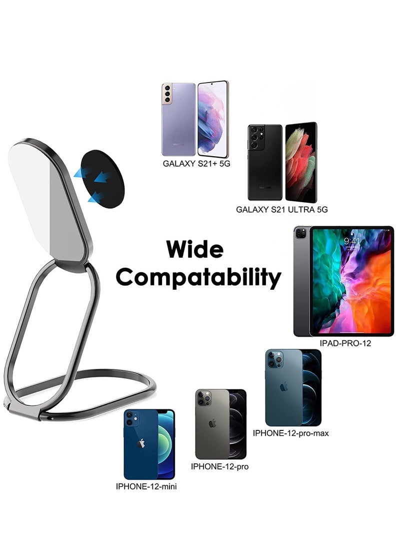 Phone Ring Holder Finger Kickstand 360° Rotation Cell Phone Ring Holder Stand Metal Phone Back Grip for Magnetic Car Mount Foldable Cell Phone Stand Compatible with Most Smartphones Black - Image 5