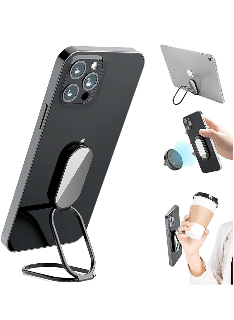 Phone Ring Holder Finger Kickstand 360° Rotation Cell Phone Ring Holder Stand Metal Phone Back Grip for Magnetic Car Mount Foldable Cell Phone Stand Compatible with Most Smartphones Black - Image 1