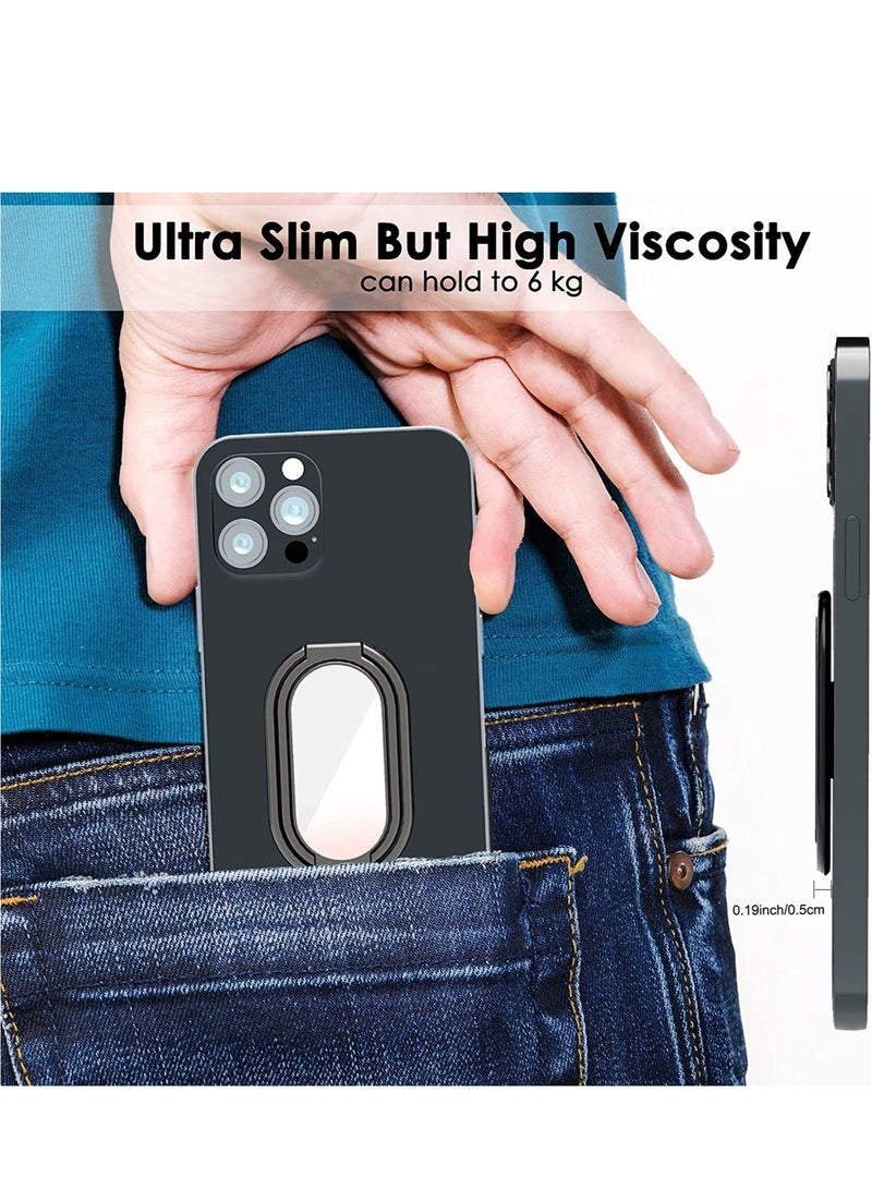 Phone Ring Holder Finger Kickstand 360° Rotation Cell Phone Ring Holder Stand Metal Phone Back Grip for Magnetic Car Mount Foldable Cell Phone Stand Compatible with Most Smartphones Black - Image 4