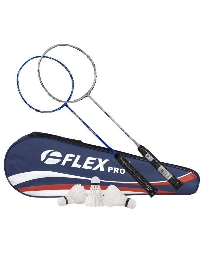 FLEX PRO Sword craze | Square Head Nano Technology Series | Double Side Finish Blue-Silver | 1 Racquet and 1 Bag - Image 1