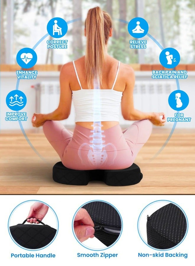 Chase Up Office/Car Seat Cushion, Non-Slip Sciatica & Back Coccyx Tailbone Pain Relief Chair Pad, Memory Foam Butt Pillow for Computer Desk, Wheelchair, Driving (Black) - Image 2