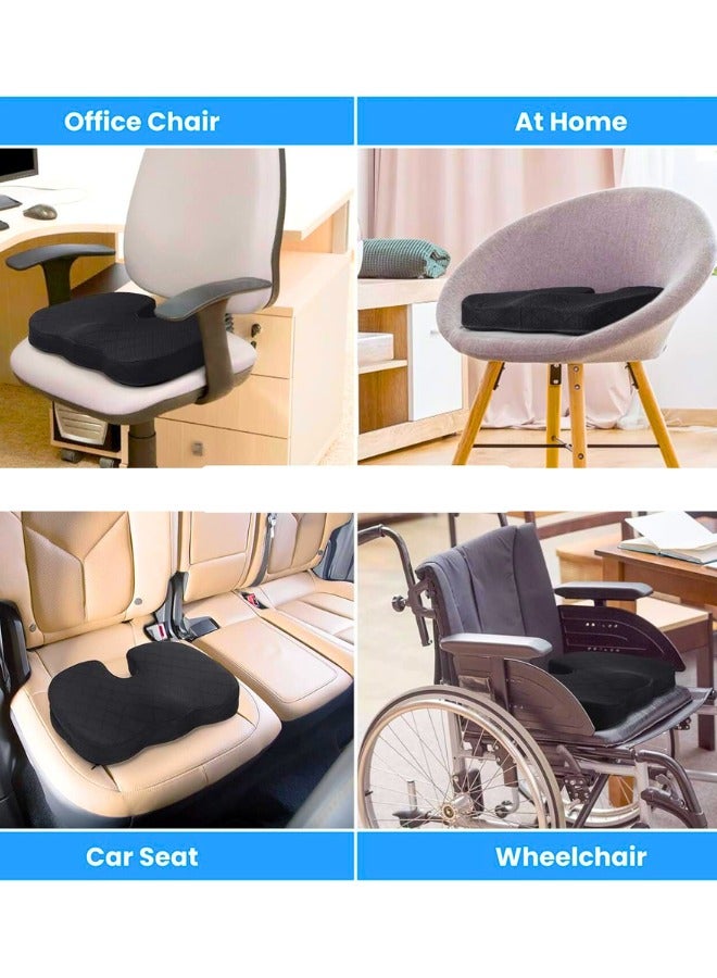 Chase Up Office/Car Seat Cushion, Non-Slip Sciatica & Back Coccyx Tailbone Pain Relief Chair Pad, Memory Foam Butt Pillow for Computer Desk, Wheelchair, Driving (Black) - Image 3