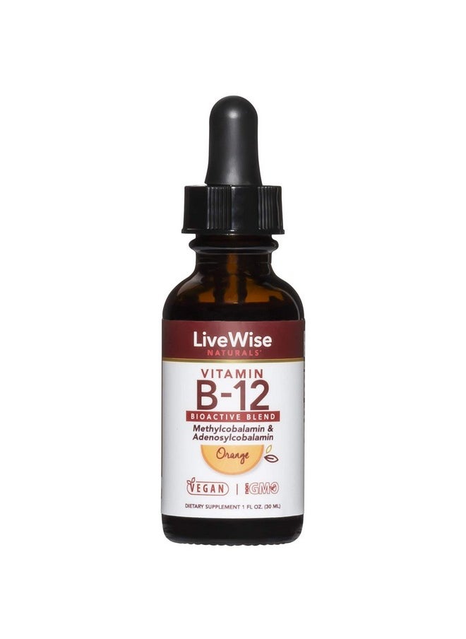 Live Wise Naturals - Liquid B12 Vitamin Sublingual Allnatural Liquid Vitamin Vegan B12 Drops Nongmo Adenosylcobalamin Methylcobalamin B12 Supplement Boost Your Immune System Metabolism Energy And Focus! - Image 1