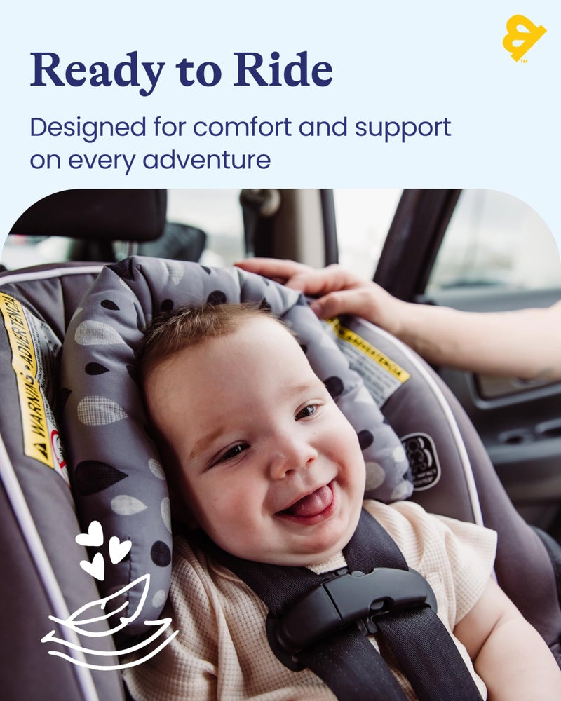Travel Bug Baby & Toddler 2-in-1 Head Support Duo Head Support for Car Seats, Strollers & Bouncers (Black/Grey/White), 8x2.75x10 Inch (Pack of 1) - Image 3