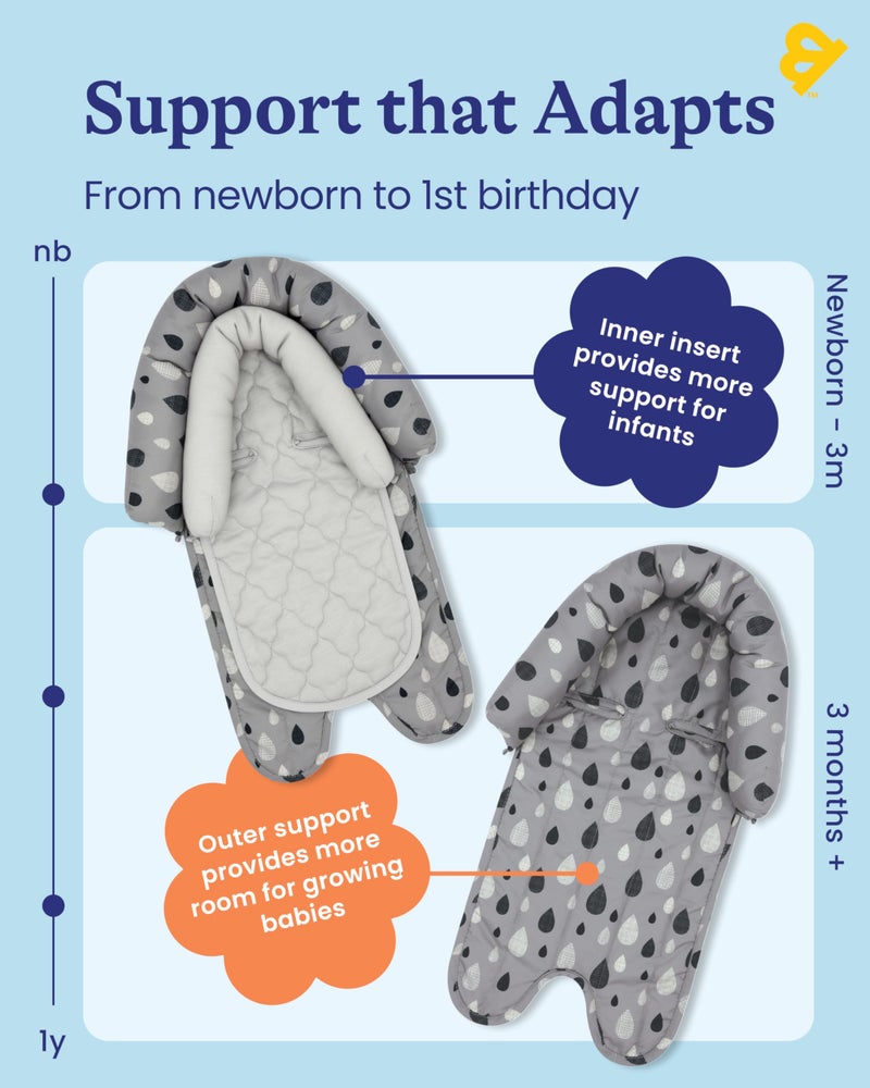 Travel Bug Baby & Toddler 2-in-1 Head Support Duo Head Support for Car Seats, Strollers & Bouncers (Black/Grey/White), 8x2.75x10 Inch (Pack of 1) - Image 5