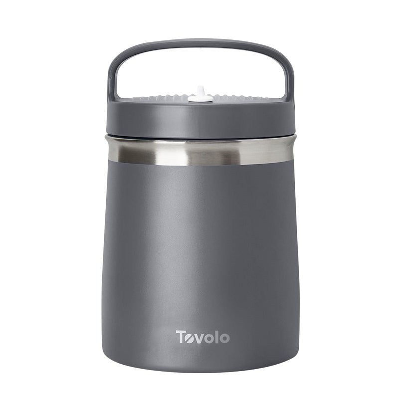 Tovolo Insulated Food Container 2 Quart Food Traveler Thermos for Hot Food and Cold Food Stainless Steel Double Wall Vacuum Insulated Spill Proof Airtight Lid Dishwasher Safe BPA Free Charcoal Gray - Image 1