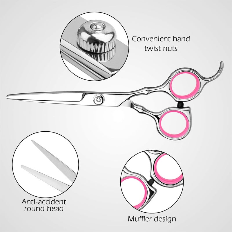 Himart Professional Home Hair Cutting Kit - Quality Home Haircutting Scissors Barber/Salon/Home Thinning Shears Kit with Comb and Case for Men and Women (Pink) - Image 2