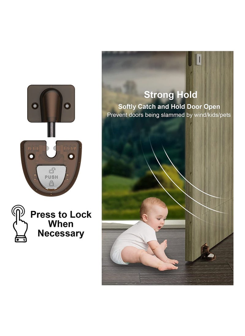 SYOSI Door Holder to Keep Door Open, SYOSI Door Stopper for Bottom of Door, Soundless Door Stop, Windproof Babyproof Mechanical Doorstop, Nailless Door Floor Catch, Light Brown, 1 Pack  - Image 4