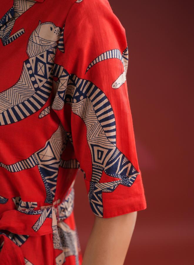 sanskrutihomes Printed Poplin Dress  - Image 2