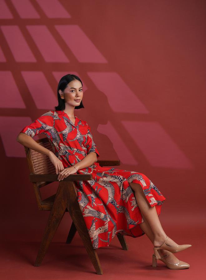 sanskrutihomes Printed Poplin Dress  - Image 3