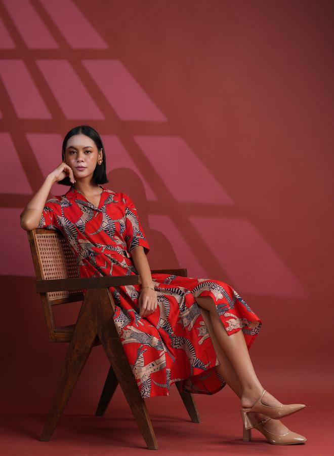 sanskrutihomes Printed Poplin Dress  - Image 4