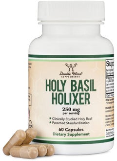 Double Wood Supplements Tulsi Holy Basil Capsules Holixer Formula - World'S Only Clinically Studied Holy Basil Leaf Extract Clinically Shown Results After 60 Days Of Use For Mood And Relaxation  - Image 1