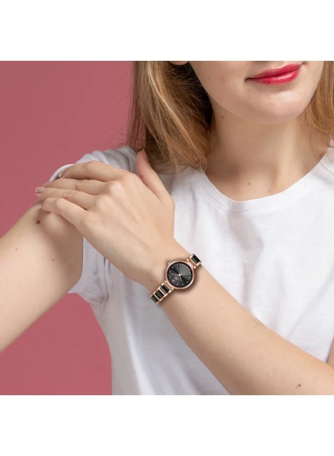 Kenneth Scott Black Women's Alloy+Ceramic Analog Watch K22531-KCBB - 30 mm for Women | Best Price UAE