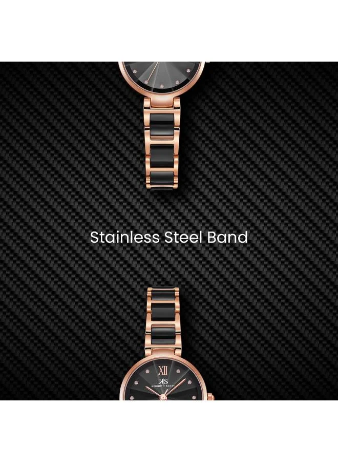 Kenneth Scott Black Women's Alloy+Ceramic Analog Watch K22531-KCBB - 30 mm for Women | Best Price UAE