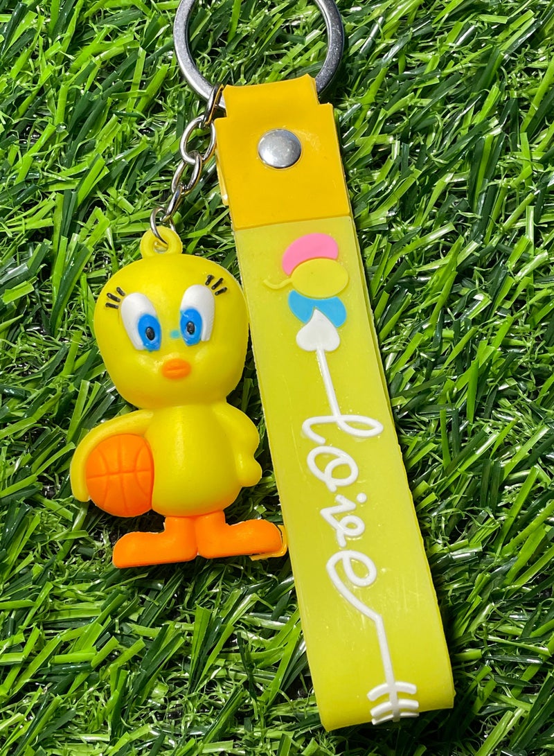 Distinctive cartoon keychain distinctive accessory Disney Tweety keychain with ribbon that fits with car keys wallet and bag beautiful creative gift - Image 1