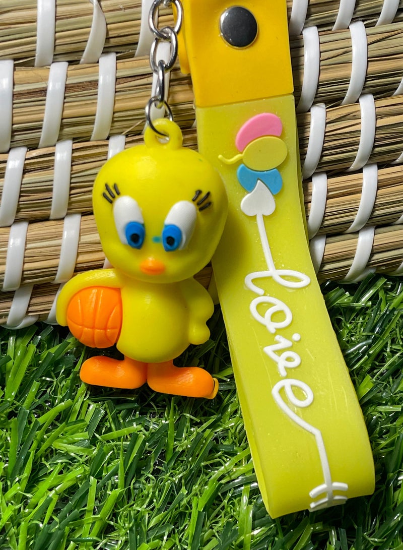 Distinctive cartoon keychain distinctive accessory Disney Tweety keychain with ribbon that fits with car keys wallet and bag beautiful creative gift - Image 2