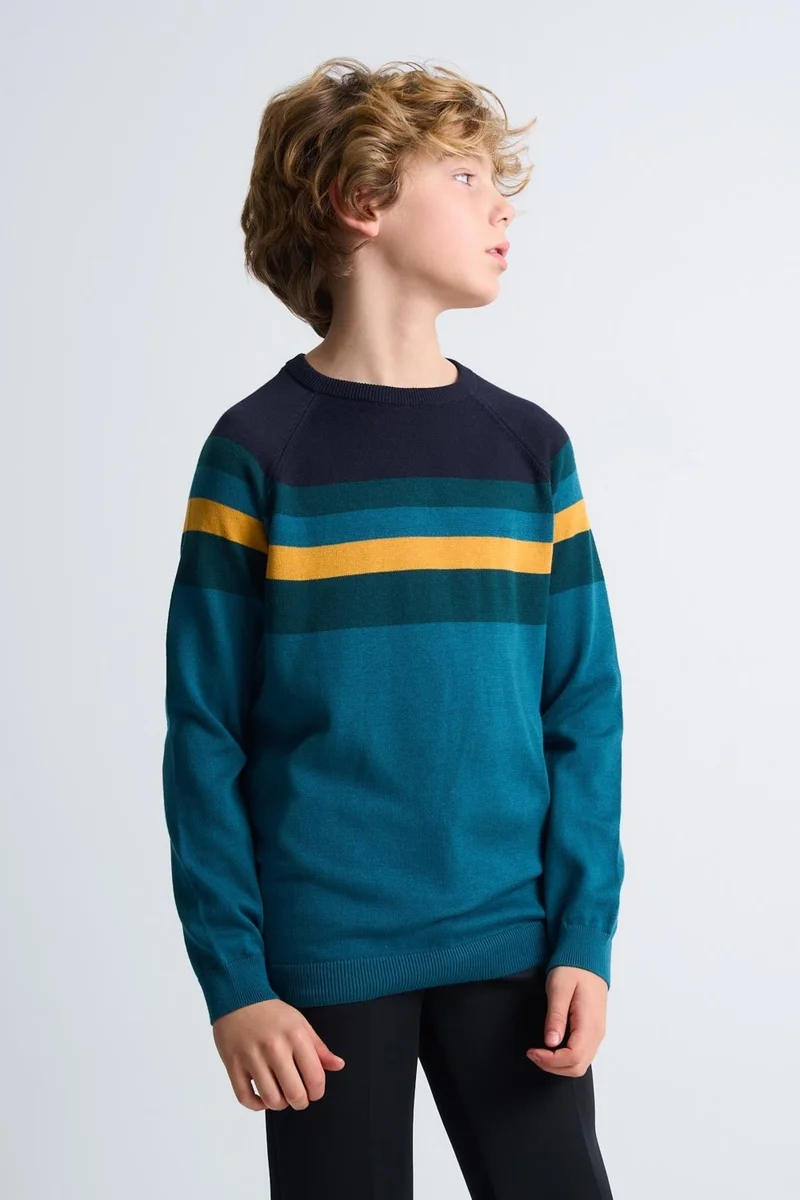 الكسندر جاردي Colour Block Cotton Kids Sweater (C23-7106)
