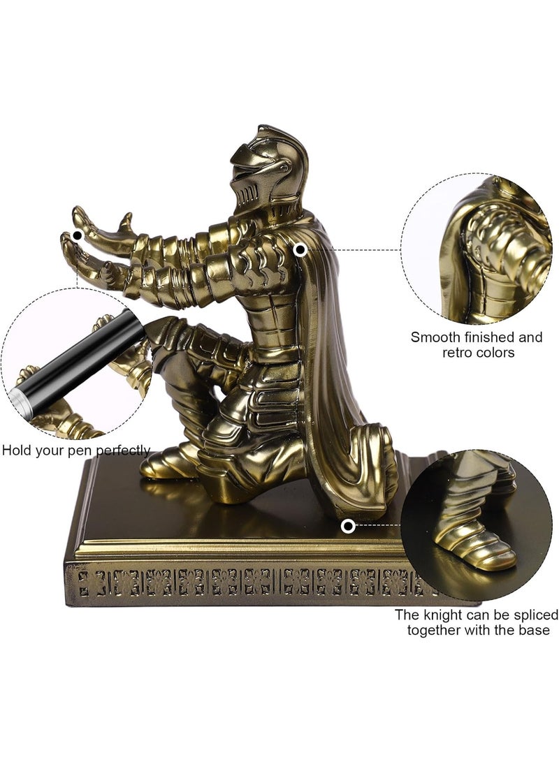 M MIAOYAN Medieval Soldier Knight Pen Holder Stand, Mobile Phone & Gaming Controller Holder, Device Stand Gift for Medieval Enthusiasts, Gold (Not Include Pen) - Image 4