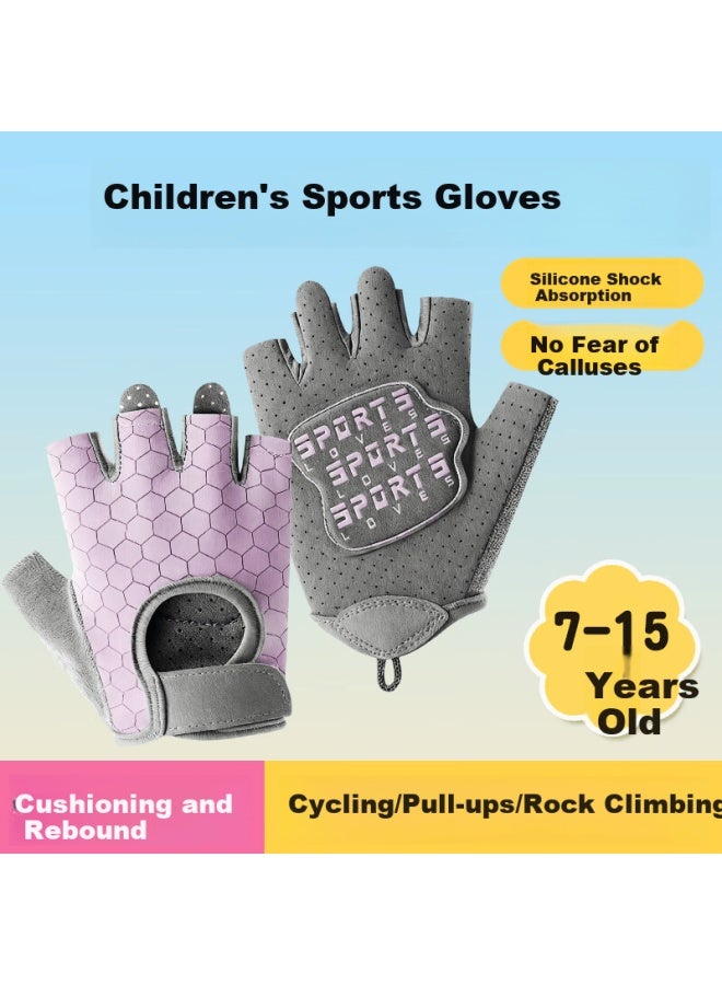 Ousen Kids Cycling Gloves Sports Non-slip Half-finger Gloves For Monkey Bars, Rock Climbing, Outdoor Sports, Biking Boys And Girls - Image 1