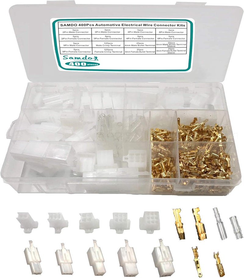 SAMDO 400Pcs 2.8mm 2 3 4 6 9 Pin Automotive Electrical Wire Connector Male Female Socket Plug Header Crimp Wire Terminals Kit for Boat, Car, Motorcycle - Image 1