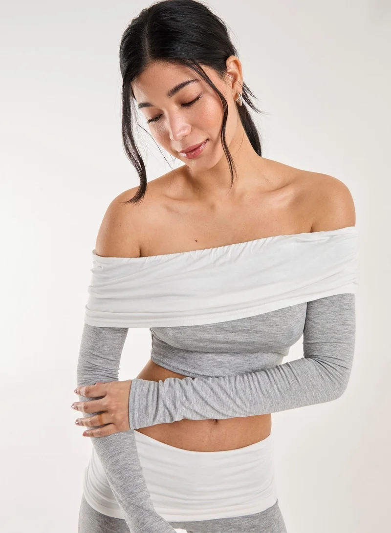 Pink Vanilla Two Tone Bardot Top