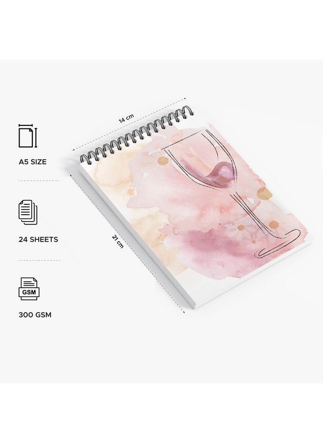 FACTOR NOTES Factor Notes Watercolour Book: A5, 300 GSM Paper, 24 Pages with Perforation, Wiro Bound (Wine Glass)  - Image 2