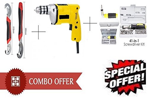 Unique Gadget Buy Shopper52 New 10mm Powerful Drill Machine + 41 Pcs Tool Kit Screwdriver Set + Snap N Grip Wrench Set - DRL41SNP - Image 3