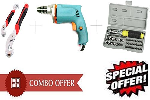 Unique Gadget Buy Shopper52 New 10mm Powerful Drill Machine + 41 Pcs Tool Kit Screwdriver Set + Snap N Grip Wrench Set - DRL41SNP - Image 2