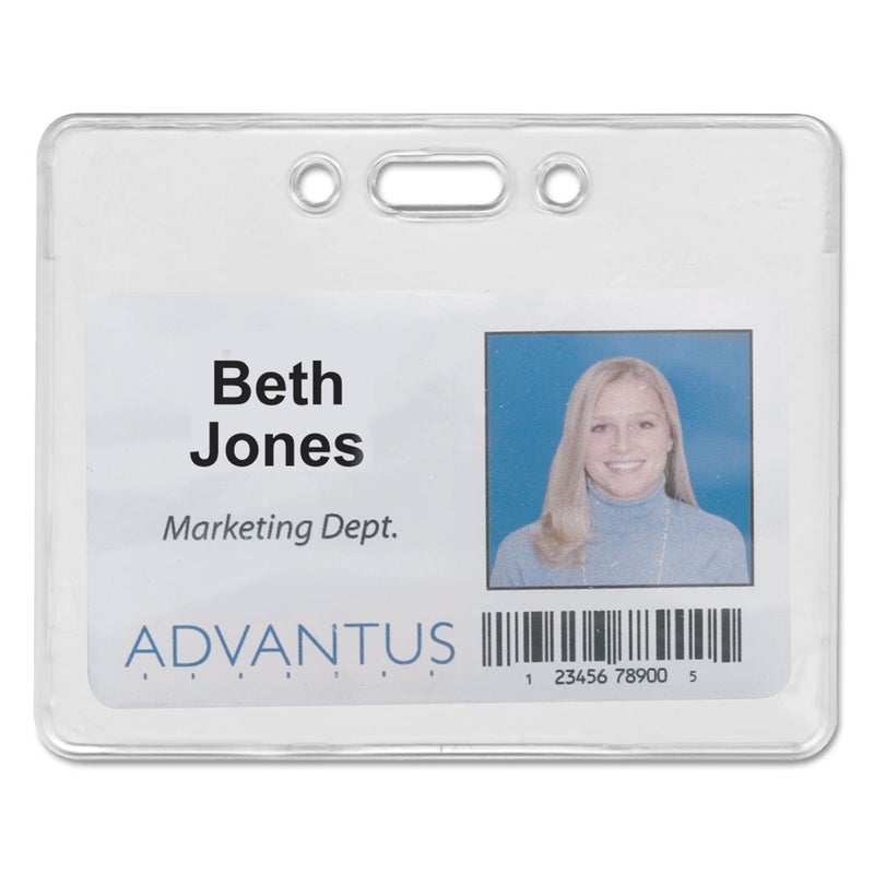 Advantus 75450 Proximity ID Badge Holder Horizontal 3 38w x 2 38h Clear 50Pack