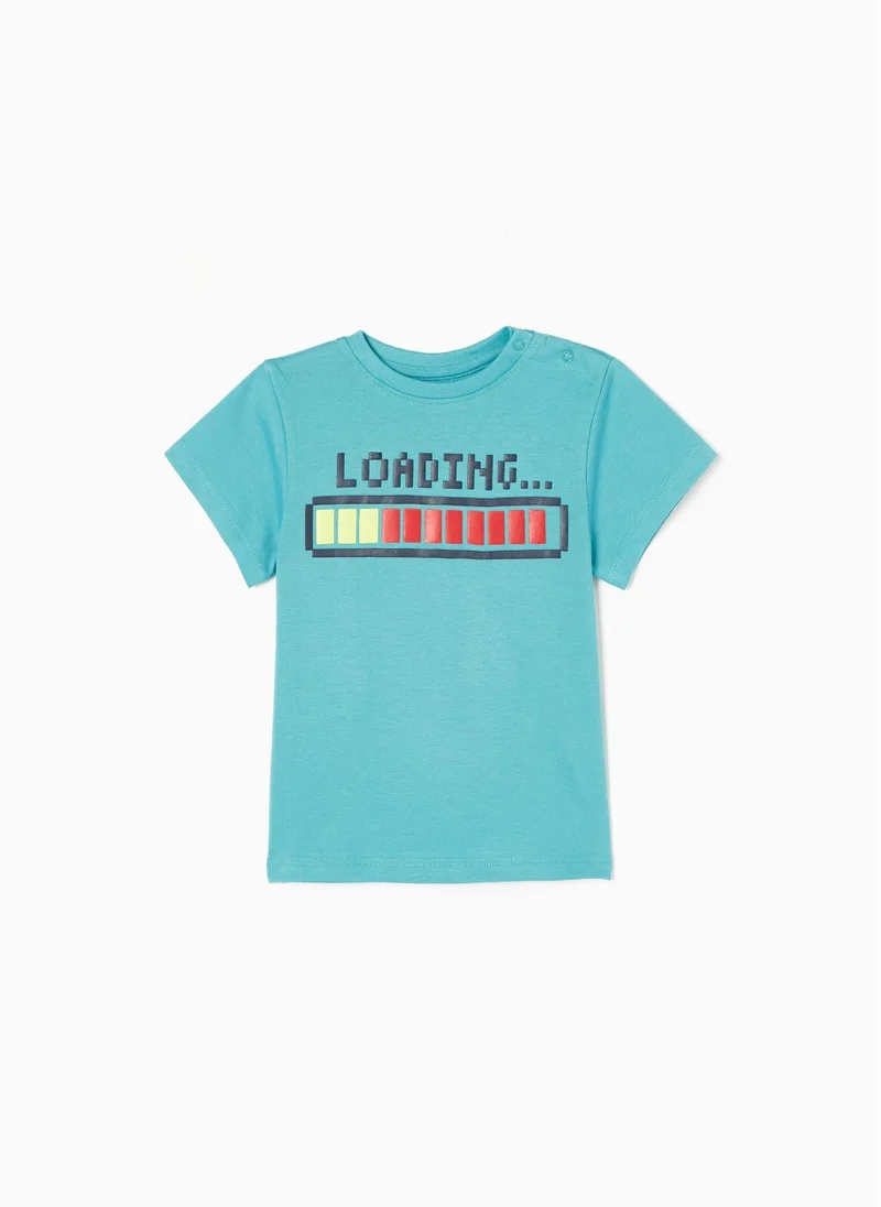 زيبي Cotton T-shirt for Baby Boys 'Loading', Blue