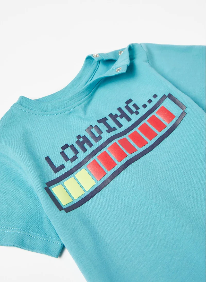 زيبي Cotton T-shirt for Baby Boys 'Loading', Blue