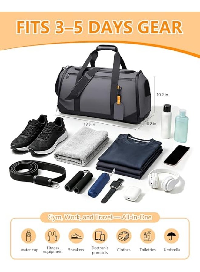 Arabest Gym Bags for Women & Men-30L Sturdy and Durable, Sports Duffle Bag for Travel Reinforced Smooth Zipper Carry On Duffel Bag for Weekender Waterproof Gym Accessories Personal Item Essentials Gray - Image 2