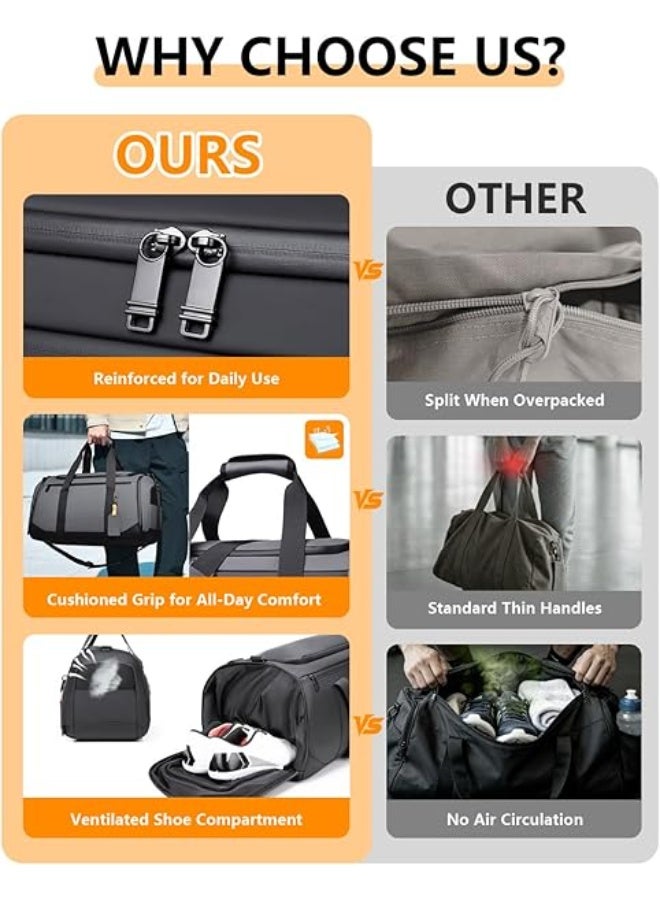 Arabest Gym Bags for Women & Men-30L Sturdy and Durable, Sports Duffle Bag for Travel Reinforced Smooth Zipper Carry On Duffel Bag for Weekender Waterproof Gym Accessories Personal Item Essentials Gray - Image 4