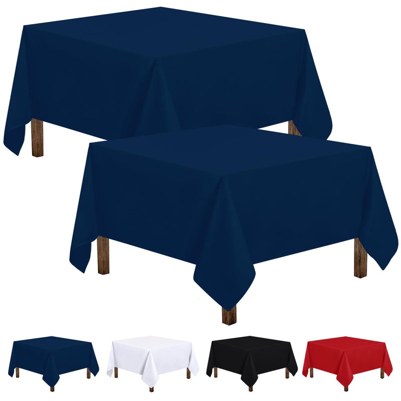 Utopia Kitchen 2 Pack Square Table Cloth 54x54 Inches Navy Blue Stain and Wrinkle Resistant Tablecloth Washable Polyester Cover for Dining Buffet Parties Picnic and Weddings