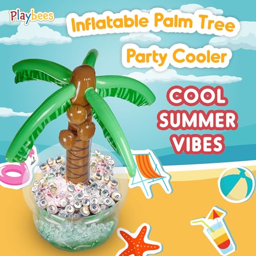 Playbees Inflatable Palm Tree Cooler 60" - Blow Up Palm Tree Luau Hawaiian Tropical Beach Theme Summer Swimming Pool Party Decorations - Outdoor Party Supplies - Kids Adults Birthday - Image 2