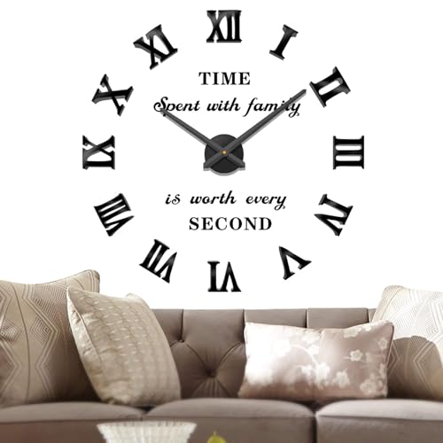 VANGOLD Wall Clock Vintage Roman Numerals Wall Clocks for Living Room Decor Decorative Wall Clocks Battery Operated Black Wall Decor - Image 1