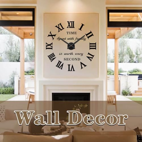 VANGOLD Wall Clock Vintage Roman Numerals Wall Clocks for Living Room Decor Decorative Wall Clocks Battery Operated Black Wall Decor - Image 3