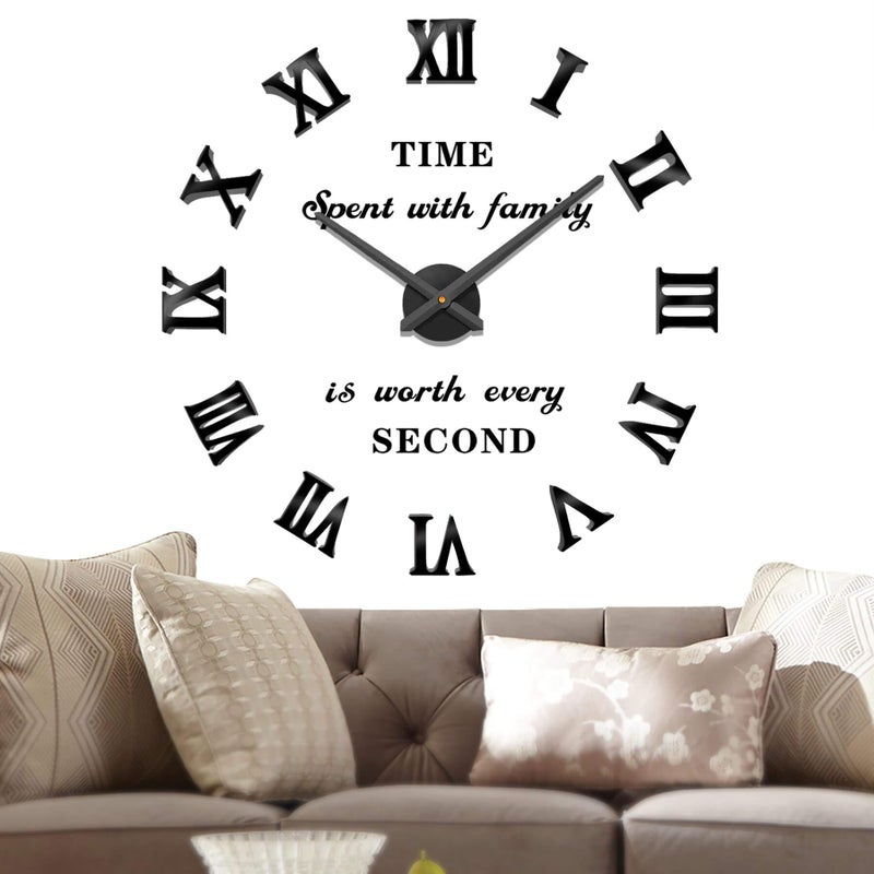 VANGOLD Wall Clock Vintage Roman Numerals Wall Clocks for Living Room Decor Decorative Wall Clocks Battery Operated Black Wall Decor - Image 2