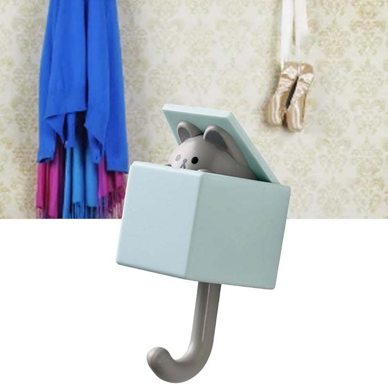 Light Blue Mouse Adhesive Wall Hook For Clothes Scarf Hat Towel Bag 3 3lb Capacity - Image 4