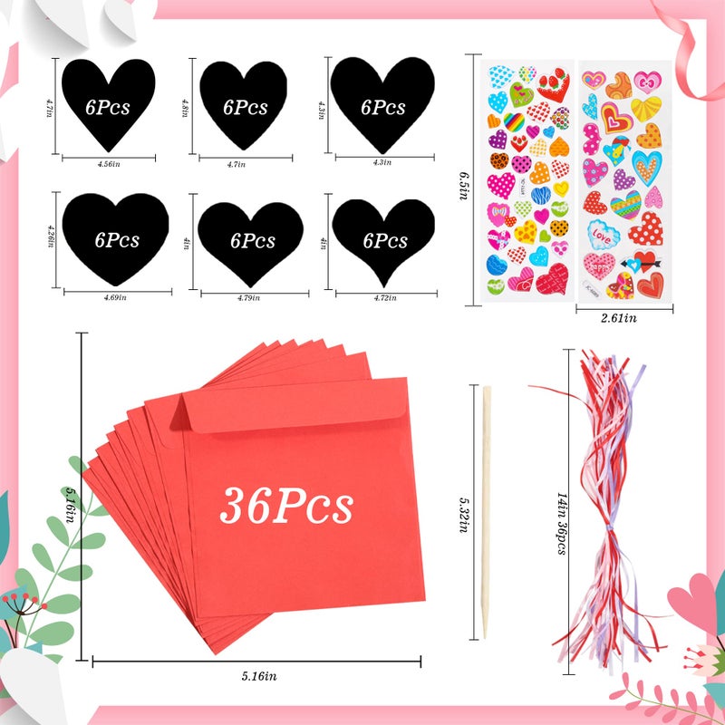Natonhi 36 Pack Valentines Day Gifts Card for Kids,Heart Rainbow Scratch Art Paper Valentine Crafts for Kids Party Favors Classroom Exchange Prizes - Image 4