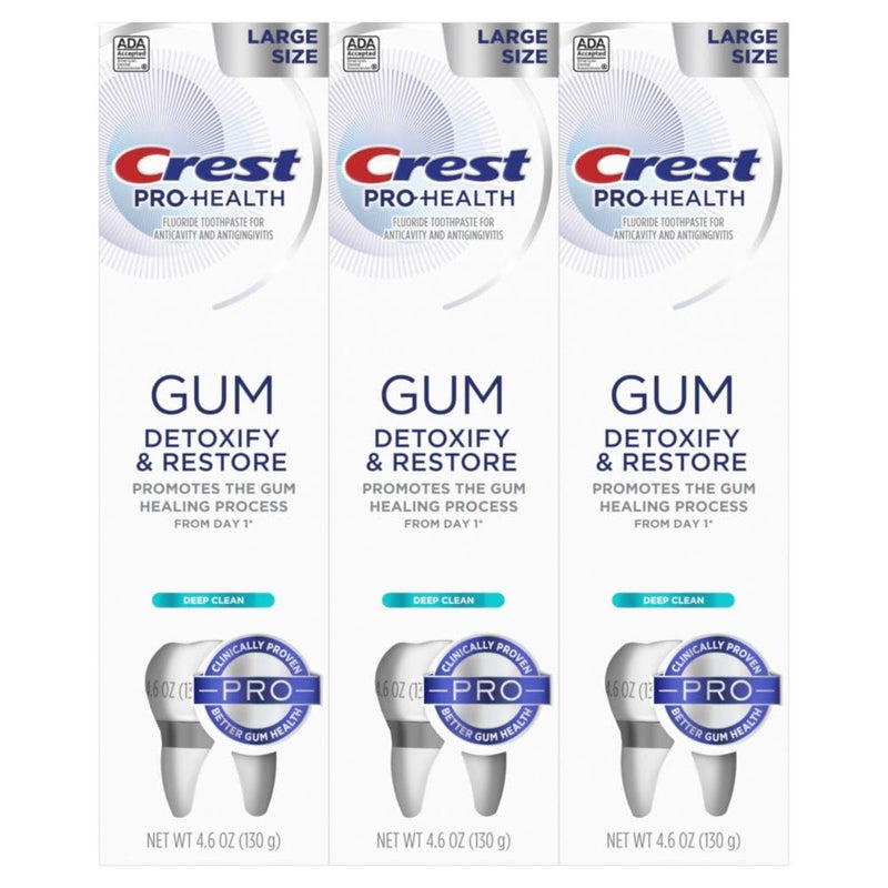 Crest Pro-Health Gum Detoxify and Restore Deep Clean Toothpaste, 4.6 Ounce (Pack of 3), Crest Toothpaste, Anticavity, Antibacterial Flouride Toothpaste, Clinically Proven, Gum and Enamel Protection - Image 2