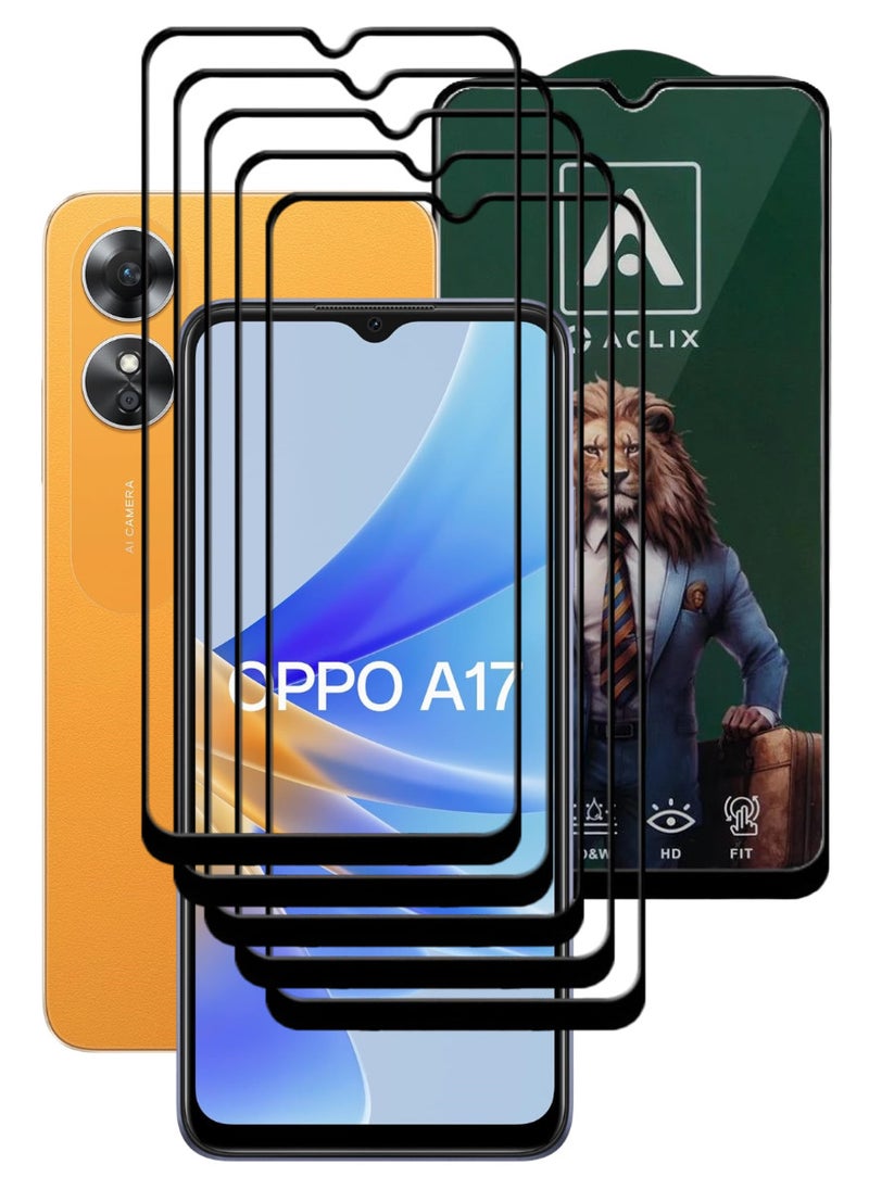 ACLIX 5 Pieces Antistatic ESD Dustproof Premium Quality High Definition Tempered Glass Screen Protector Designed For Oppo A17 - Image 1