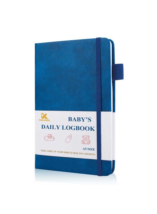 Tiankool Baby's Daily Care Planner - A5 Newborn Baby Log Book for Tracking Daily Routine, 152 Easy-to-Use Pages to Monitor Nursing, Sleep, Feeding, Diapers, Pumping, and More - Marine Blue - Image 1