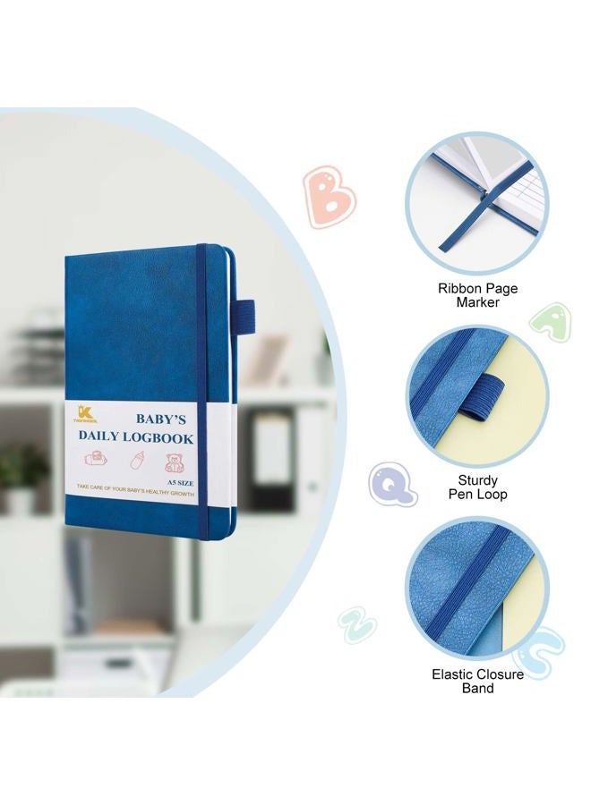 Tiankool Baby's Daily Care Planner - A5 Newborn Baby Log Book for Tracking Daily Routine, 152 Easy-to-Use Pages to Monitor Nursing, Sleep, Feeding, Diapers, Pumping, and More - Marine Blue - Image 2