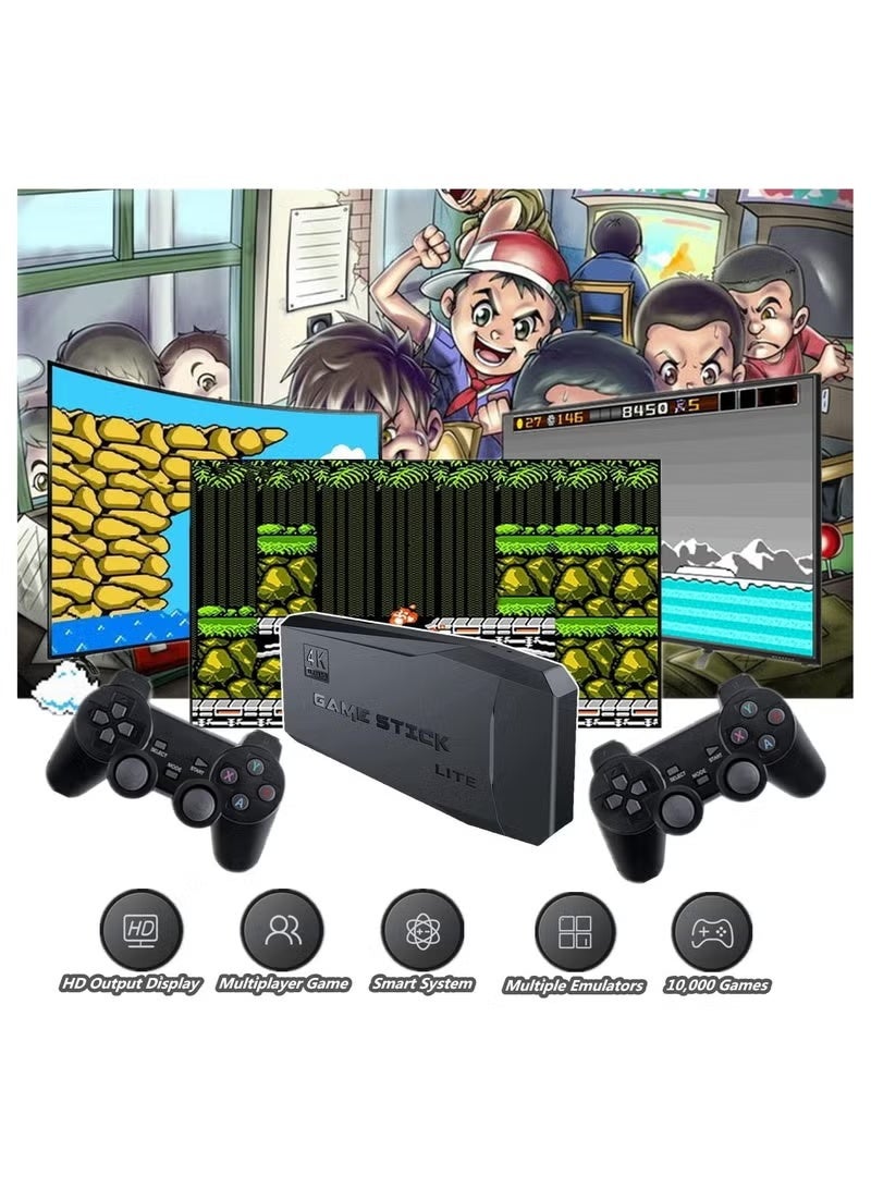 WIRELESS Video game console integrated with 10,000 classic games with 2.4G dual handheld controllers, independent wireless game controllers for HD HDMI TV - compatible, supports single-player dual game controller - Image 2