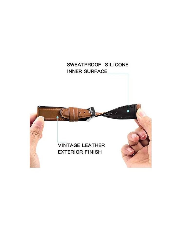 22mm Silicone Leather Replacement Strap Watchband For Oraimo Tempo W 2 OSW20- Smart Watch Sport - Camel Silver Buckle  - Image 4