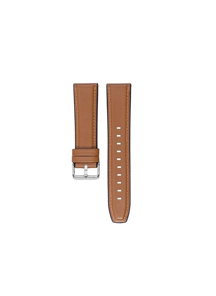 22mm Silicone Leather Replacement Strap Watchband For Oraimo Tempo W 2 OSW20- Smart Watch Sport - Camel Silver Buckle  - Image 2