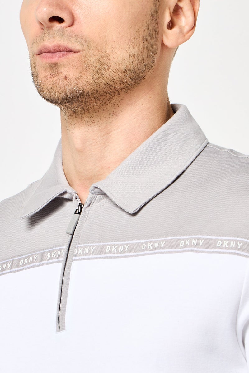 DKNY Men Regular Fit Brand Logo Short Sleeve Polo Shirt, Multicolor - Image 3