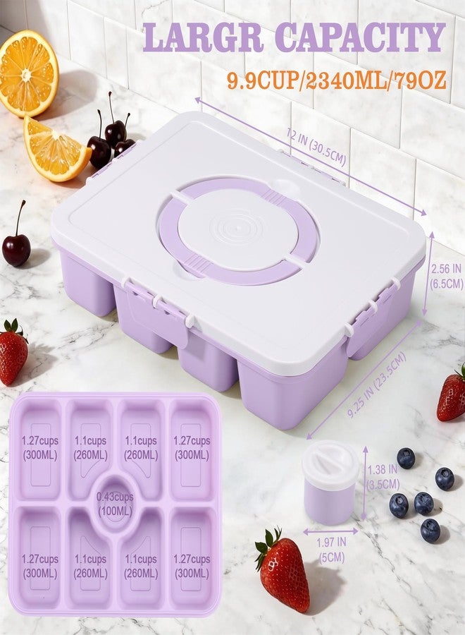 shell and turtle Snackle Box Container, Divided Serving Tray with Lid and Handle, 9 Compartments Snack Box Container for Adults, Portable Charcuterie Serving Platter for Candy Fruit, 9.9 Cups, Lavender - Image 4